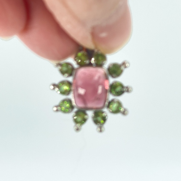 Himalayan Gems Pink Tourmaline & Peridot PendantSS - Picture 2 of 5